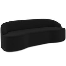 Sofá 4 Lugares Curvo Sala de Estar Living Lótus D02 Veludo Preto 230 cm D-300 - Lyam