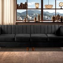 Sofá 4 Lugares Decoração Retrô Clássico Realeza Chesterfield Preto Sofá 4 Lugares Decoração Retrô Clássico Realeza Chesterfield Preto