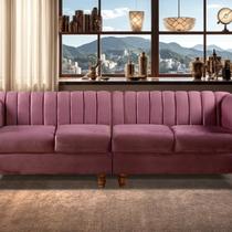 Sofá 4 Lugares Decoração Retrô Clássico Realeza Chesterfield Roxo Sofá 4 Lugares Decoração Retrô Clássico Realeza Chesterfield Roxo