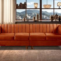 Sofá 4 Lugares Decoração Retrô Clássico Realeza Chesterfield Terracota