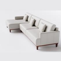 Sofá 4 Lugares Doha Living Fixo com Chaise 2,60m x 1,45m em Couro Cor:Bege Sofá 4 Lugares Doha Living Fixo com Chaise 2,60m x 1,45m em Couro Cor:Bege
