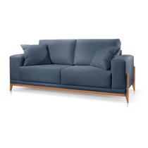 Sofá 4 Lugares Fixo Living Paris Suede Azul 2,50m MK