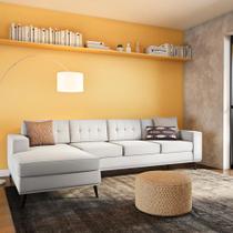 Sofá 4 Lugares Happy com Chaise Esquerdo Pé Palito Linho Cotton Cru Sofá 4 Lugares Happy com Chaise Esquerdo Pé Palito Linho Cotton Cru