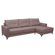 Sofá 4 Lugares Heros com Chaise Direito Veludo Rosê Sofá 4 Lugares Heros com Chaise Direito Veludo Rosê