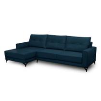 Sofá 4 Lugares Heros com Chaise Esquerdo Veludo Azul