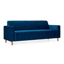 Sofá 4 Lugares Herval Elos, Veludo Azul, 208 cm Sofá 4 Lugares Herval Elos, Veludo Azul, 208 cm