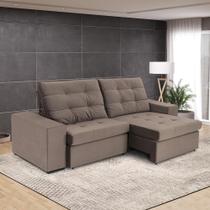 Sofá 4 Lugares Herval Virtus, Retrátil e Reclinável, Veludo Molhado Marrom