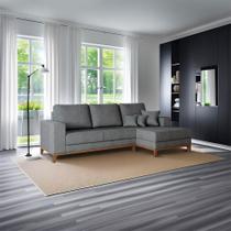 Sofá 4 Lugares Josie com Chaise Direito Linho Cinza 250 cm
