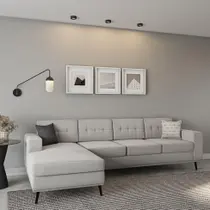 Sofá 4 Lugares Leave com Chaise Esquerdo Pé Palito Linho Cotton Cru Sofá 4 Lugares Leave com Chaise Esquerdo Pé Palito Linho Cotton Cru