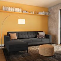 Sofá 4 Lugares Life com Chaise Esquerdo Pés e Base em Madeira Linho Cotton Grafite Sofá 4 Lugares Life com Chaise Esquerdo Pés e Base em Madeira Linho Cotton Grafite