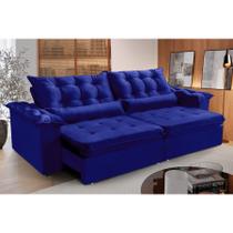 Sofá 4 Lugares LISBOA 2,90 Metros AZUL Retrátil Reclinável com molas ensacadas - Sofá na Web