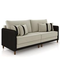 Sofá 4 Lugares Living 252cm Zoe K04 Veludo Bege/Preto - Mpozenato Sofá 4 Lugares Living 252cm Zoe K04 Veludo Bege/Preto - Mpozenato