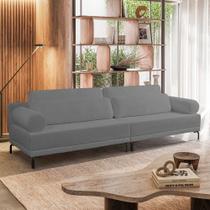 Sofá 4 Lugares Living 274cm Pé Ferro Romeu Bouclê Cinza Escuro K01 - D'rossi Sofá 4 Lugares Living 274cm Pé Ferro Romeu Bouclê Cinza Escuro K01 - D'rossi