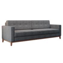 Sofá 4 Lugares Living Base de Madeira Linho Cotton Cinza