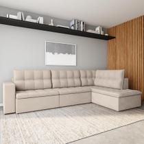 Sofá 4 Lugares Macon com Chaise Direito Veludo Marfim