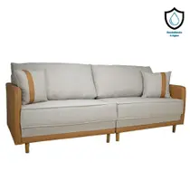 Sofá 4 Lugares Magazin Angra Bege e Carvalho, 230 cm