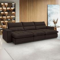 Sofá 4 Lugares Martinho Retrátil 20586 Veludo Marrom - Celflex Sofá 4 Lugares Martinho Retrátil 20586 Veludo Marrom - Celflex