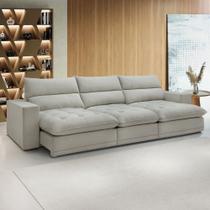 Sofá 4 Lugares Martinho Retrátil Boucle Gelo - Celflex Sofá 4 Lugares Martinho Retrátil Boucle Gelo - Celflex