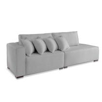 Sofá 4 Lugares Modulado Chaise Almofada Solta Molas Isa BD Linho Cinza Medio 2,7m Sofá 4 Lugares Modulado Chaise Almofada Solta Molas Isa BD Linho Cinza Medio 2,7m