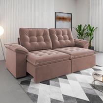 Sófa 4 Lugares Mozart Retrátil e Reclinável Rosa - Viero Móveis Sófa 4 Lugares Mozart Retrátil e Reclinável Rosa - Viero Móveis