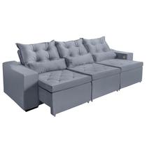 Sofá 4 Lugares Opala 2,50 Metros Cinza Claro Retrátil Reclinável Tecnologia Carregamento 3 portas USB ,com tapete Inclu Sofá 4 Lugares Opala 2,50 Metros Cinza Claro Retrátil Reclinável Tecnologia Carregamento 3 portas USB ,com tapete Inclu