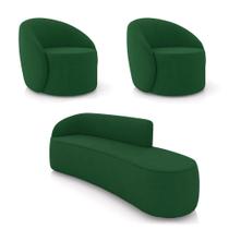 Sofá 4 Lugares Orgânico 220cm Morgan E 2 Poltronas Lua Suede Verde D03 - D'rossi Sofá 4 Lugares Orgânico 220cm Morgan E 2 Poltronas Lua Suede Verde D03 - D'rossi