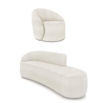 Sofá 4 Lugares Orgânico 220cm Morgan E Poltrona Lua Bouclê Off White D03 - D'rossi Sofá 4 Lugares Orgânico 220cm Morgan E Poltrona Lua Bouclê Off White D03 - D'rossi