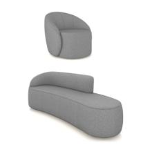 Sofá 4 Lugares Orgânico 220cm Morgan E Poltrona Lua Linho Grafite D03 - D'rossi Sofá 4 Lugares Orgânico 220cm Morgan E Poltrona Lua Linho Grafite D03 - D'rossi