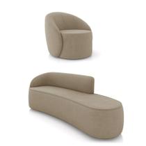 Sofá 4 Lugares Orgânico 220cm Morgan E Poltrona Lua Suede Marrom Rato D03 - D'rossi Sofá 4 Lugares Orgânico 220cm Morgan E Poltrona Lua Suede Marrom Rato D03 - D'rossi
