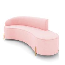 Sofá 4 Lugares Orgânico 220cm Pé Dourado Morgan Suede Rosa Bebê D03 - D'rossi
