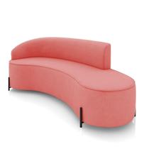 Sofá 4 Lugares Orgânico 220cm Pé Ferro Preto Morgan Suede Rosê D03 - D'rossi