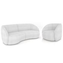 Sofá 4 Lugares Orgânico 318cm e Poltrona Zion M22 Boucle Branco - Mpozenato Sofá 4 Lugares Orgânico 318cm e Poltrona Zion M22 Boucle Branco - Mpozenato