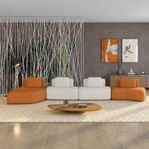 Sofá 4 Lugares Orgânico Com Chaise E 3 Módulos Berlim Bouclê Caramelo-off White K01 - D'rossi Sofá 4 Lugares Orgânico Com Chaise E 3 Módulos Berlim Bouclê Caramelo-off White K01 - D'rossi