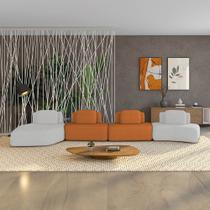 Sofá 4 Lugares Orgânico com Chaise e 3 Módulos Berlim Bouclê Cinza Claro/Caramelo K01 - D Rossi