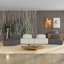 Sofá 4 Lugares Orgânico com Chaise e 3 Módulos Berlim Bouclê Gf K01 - D Rossi