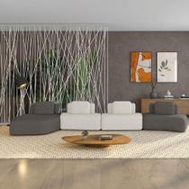 Sofá 4 Lugares Orgânico Com Chaise E 3 Módulos Berlim Bouclê Grafite-off White K01 - D'rossi Sofá 4 Lugares Orgânico Com Chaise E 3 Módulos Berlim Bouclê Grafite-off White K01 - D'rossi