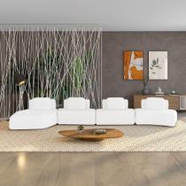 Sofá 4 Lugares Orgânico Com Chaise E 3 Módulos Berlim Bouclê Off K01 - D'rossi Off White Sofá 4 Lugares Orgânico Com Chaise E 3 Módulos Berlim Bouclê Off K01 - D'rossi Off White