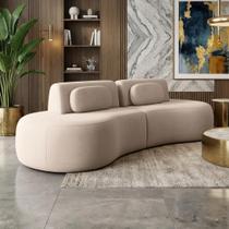 Sofá 4 Lugares Orgânico Para Sala Living 280cm Vasti M03 Veludo Bege - Lyam Decor