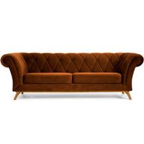 Sofá 4 Lugares Para Sala de Estar Império 260 cm D02 Veludo Telha D-292 - Lyam Decor Sofá 4 Lugares Para Sala de Estar Império 260 cm D02 Veludo Telha D-292 - Lyam Decor