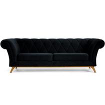 Sofá 4 Lugares Para Sala de Estar Império 300 cm D02 Veludo Preto D-300 - Lyam Decor Sofá 4 Lugares Para Sala de Estar Império 300 cm D02 Veludo Preto D-300 - Lyam Decor