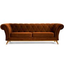 Sofá 4 Lugares Para Sala de Estar Império 300 cm D02 Veludo Telha D-292 - Lyam Decor