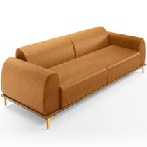Sofá 4 Lugares Para Sala de Estar Kiev 300cm D02 Base Castanho Pés D'ouro material sintético Whisky B-90 - Lyam Decor Sofá 4 Lugares Para Sala de Estar Kiev 300cm D02 Base Castanho Pés D'ouro material sintético Whisky B-90 - Lyam Decor