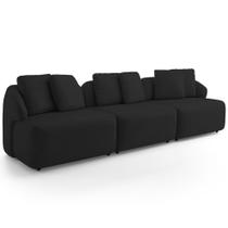 Sofá 4 Lugares Para Sala de Estar Living 288cm Arlo F04 Veludo Preto Lyam Decor Sofá 4 Lugares Para Sala de Estar Living 288cm Arlo F04 Veludo Preto Lyam Decor