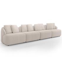 Sofá 4 Lugares Para Sala de Estar Living 308cm Arlo F04 Bouclê Bege Lyam Decor Sofá 4 Lugares Para Sala de Estar Living 308cm Arlo F04 Bouclê Bege Lyam Decor