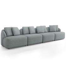 Sofá 4 Lugares Para Sala de Estar Living 308cm Arlo F04 Linho Cinza Lyam Decor Sofá 4 Lugares Para Sala de Estar Living 308cm Arlo F04 Linho Cinza Lyam Decor