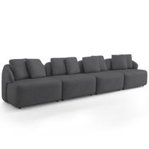 Sofá 4 Lugares Para Sala de Estar Living 308cm Arlo F04 Veludo Grafite Lyam Decor Sofá 4 Lugares Para Sala de Estar Living 308cm Arlo F04 Veludo Grafite Lyam Decor