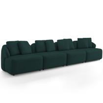 Sofá 4 Lugares Para Sala de Estar Living 308cm Arlo F04 Veludo Verde Lyam Decor Sofá 4 Lugares Para Sala de Estar Living 308cm Arlo F04 Veludo Verde Lyam Decor