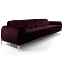 Sofá 4 Lugares Para Sala de Estar Molino 260 cm D02 Veludo Roxo Grape C-292 - Lyam Decor