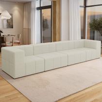 Sofá 4 Lugares Para Sala Living Modular 352cm Lancaster F04 Linho Cru - Lyam Decor
