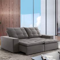 Sofá 4 Lugares Paris Retrátil e Reclinável Super Pilow 230cm Cinza - Celflex Sofá 4 Lugares Paris Retrátil e Reclinável Super Pilow 230cm Cinza - Celflex